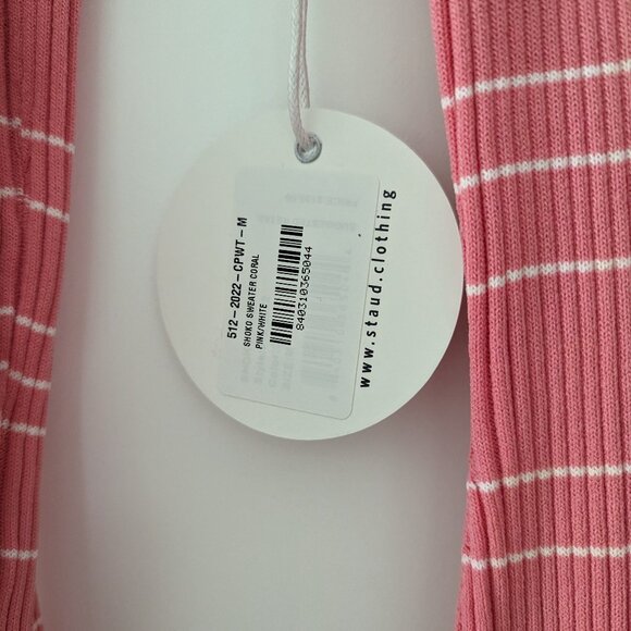 STAUD Pink Shoko Midi Dress NWT - Coral Pink/White - Size Medium - New with Tags - Picture 6 of 6